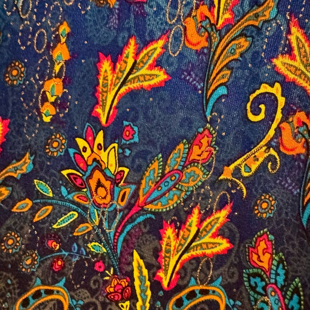 New! CALESSA Vibrant Blue and Orange Floral Blouse - Picture 5 of 15